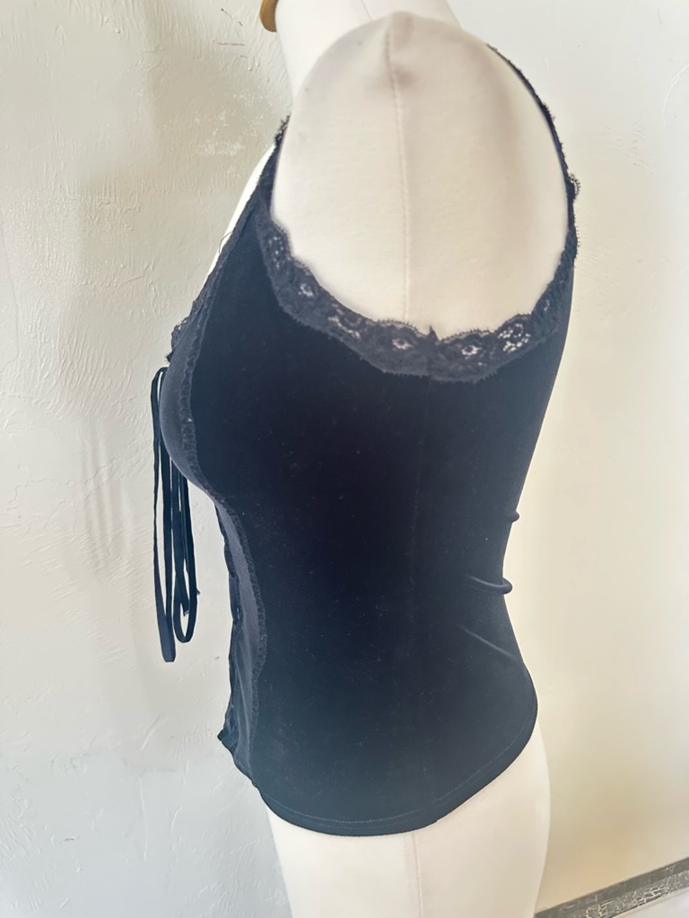 Shirley of Hollywood Black Lace Corset Top Y2K Coquette Lace Up Bustier Camisole - Picture 6 of 9